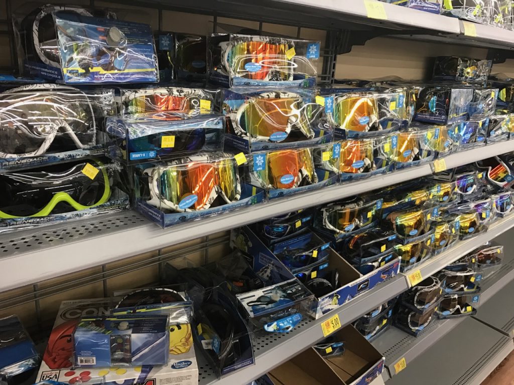 ski goggles at Wal-Mart