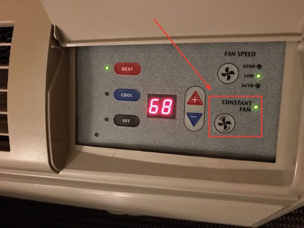 heater with constant fan button