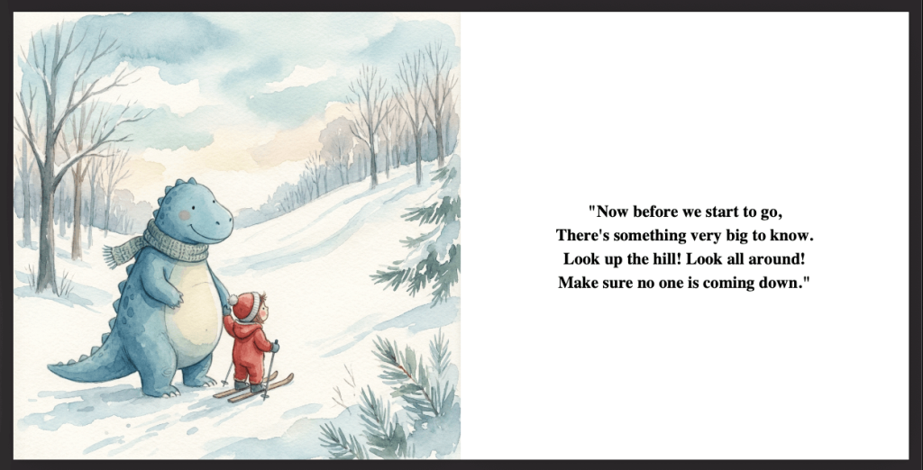 Swoosh the Snow-saurus book preview.